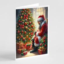 Load image into Gallery viewer, Miniature Pinscher and Santa Claus Greeting Cards - Blank Note Cards – 8-Pack of Artist-Designed Cards with Envelopes