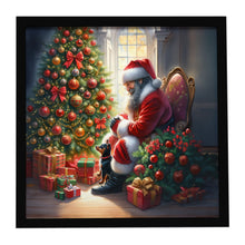 Load image into Gallery viewer, Miniature Pinscher and Santa Claus Framed Metal Print