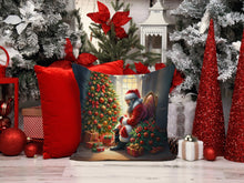 Load image into Gallery viewer, Miniature Pinscher and Santa Claus Throw Pillow - 14x14 Decorative Pillow – Art for Your Home &amp; Patio