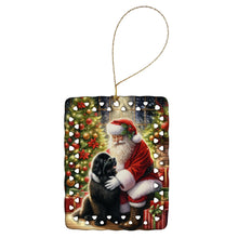 Load image into Gallery viewer, Newfoundland and Santa Claus Porcelain Ornament