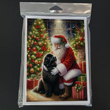 Load image into Gallery viewer, Newfoundland and Santa Claus Greeting Cards - Blank Note Cards – 8-Pack of Artist-Designed Cards with Envelopes