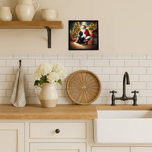 Load image into Gallery viewer, Newfoundland and Santa Claus Framed Metal Print