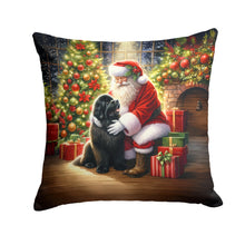 Load image into Gallery viewer, Newfoundland and Santa Claus Throw Pillow - 14x14 Decorative Pillow – Art for Your Home &amp; Patio