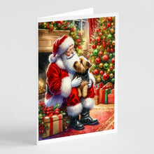 Load image into Gallery viewer, Norfolk Terrier and Santa Claus Greeting Cards - Blank Note Cards – 8-Pack of Artist-Designed Cards with Envelopes