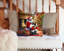 Load image into Gallery viewer, Norfolk Terrier and Santa Claus Throw Pillow - 14x14 Decorative Pillow – Art for Your Home &amp; Patio