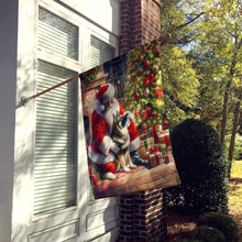 Load image into Gallery viewer, Norwegian Elkhound and Santa Claus House Flag