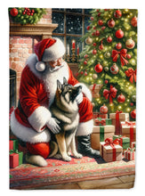 Load image into Gallery viewer, Norwegian Elkhound and Santa Claus House Flag