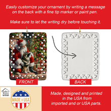 Load image into Gallery viewer, Norwegian Elkhound and Santa Claus Porcelain Ornament