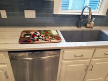 Load image into Gallery viewer, Norwegian Elkhound and Santa Claus Dish Drying Mat