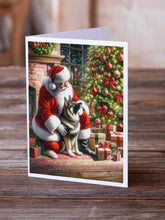 Load image into Gallery viewer, Norwegian Elkhound and Santa Claus Greeting Cards - Blank Note Cards – 8-Pack of Artist-Designed Cards with Envelopes