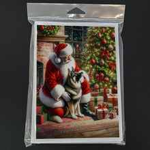 Load image into Gallery viewer, Norwegian Elkhound and Santa Claus Greeting Cards - Blank Note Cards – 8-Pack of Artist-Designed Cards with Envelopes