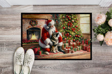 Load image into Gallery viewer, Norwegian Elkhound and Santa Claus Doormat