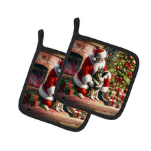 Load image into Gallery viewer, Norwegian Elkhound and Santa Claus Pot Holders - Set of 2 Decorative Kitchen Helpers | Made in the USA