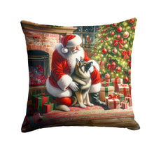 Load image into Gallery viewer, Norwegian Elkhound and Santa Claus Throw Pillow - 14x14 Decorative Pillow – Art for Your Home &amp; Patio