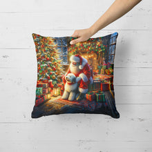 Load image into Gallery viewer, Old English Sheepdog and Santa Claus Throw Pillow