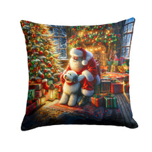 Load image into Gallery viewer, Old English Sheepdog and Santa Claus Throw Pillow