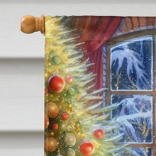 Load image into Gallery viewer, Portuguese Water Dog and Santa Claus House Flag