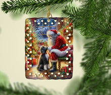 Load image into Gallery viewer, Portuguese Water Dog and Santa Claus Porcelain Ornament