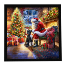 Load image into Gallery viewer, Portuguese Water Dog and Santa Claus Framed Metal Print