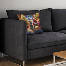 Load image into Gallery viewer, Portuguese Water Dog and Santa Claus Throw Pillow - 14x14 Decorative Pillow – Art for Your Home &amp; Patio