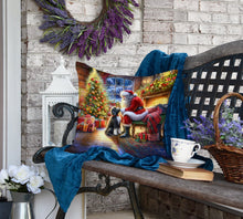 Load image into Gallery viewer, Portuguese Water Dog and Santa Claus Throw Pillow