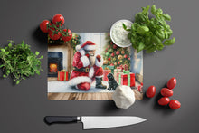 Load image into Gallery viewer, Black Pug and Santa Claus Glass Cutting Boards – Durable, Decorative Kitchen Art