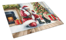 Load image into Gallery viewer, Black Pug and Santa Claus Glass Cutting Boards – Durable, Decorative Kitchen Art