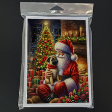 Load image into Gallery viewer, Fawn Pug and Santa Claus Greeting Cards - Blank Note Cards – 8-Pack of Artist-Designed Cards with Envelopes