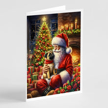 Load image into Gallery viewer, Fawn Pug and Santa Claus Greeting Cards - Blank Note Cards – 8-Pack of Artist-Designed Cards with Envelopes
