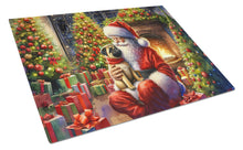 Load image into Gallery viewer, Fawn Pug and Santa Claus Glass Cutting Boards – Durable, Decorative Kitchen Art
