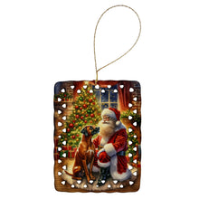 Load image into Gallery viewer, Rhodesian Ridgeback and Santa Claus Porcelain Ornament
