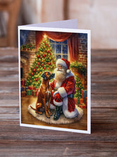 Load image into Gallery viewer, Rhodesian Ridgeback and Santa Claus Greeting Cards - Blank Note Cards – 8-Pack of Artist-Designed Cards with Envelopes