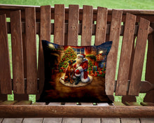 Load image into Gallery viewer, Rhodesian Ridgeback and Santa Claus Throw Pillow - 14x14 Decorative Pillow – Art for Your Home &amp; Patio