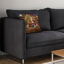 Load image into Gallery viewer, Rhodesian Ridgeback and Santa Claus Throw Pillow - 14x14 Decorative Pillow – Art for Your Home &amp; Patio