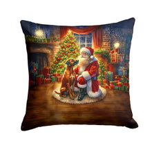 Load image into Gallery viewer, Rhodesian Ridgeback and Santa Claus Throw Pillow - 14x14 Decorative Pillow – Art for Your Home &amp; Patio