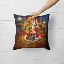 Load image into Gallery viewer, Rhodesian Ridgeback and Santa Claus Throw Pillow