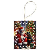 Load image into Gallery viewer, Rottweiler and Santa Claus Porcelain Ornament