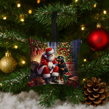 Load image into Gallery viewer, Rottweiler and Santa Claus Hanging Square Fabric Ornament 3.5 × 3.5