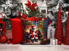 Load image into Gallery viewer, Rottweiler and Santa Claus Throw Pillow - 14x14 Decorative Pillow – Art for Your Home &amp; Patio