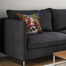 Load image into Gallery viewer, Rottweiler and Santa Claus Throw Pillow - 14x14 Decorative Pillow – Art for Your Home &amp; Patio