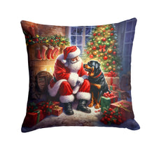 Load image into Gallery viewer, Rottweiler and Santa Claus Throw Pillow - 14x14 Decorative Pillow – Art for Your Home &amp; Patio
