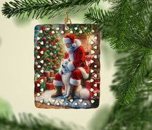 Load image into Gallery viewer, Samoyed and Santa Claus Porcelain Ornament