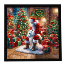Load image into Gallery viewer, Samoyed and Santa Claus Framed Metal Print