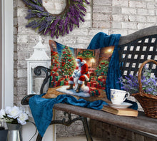 Load image into Gallery viewer, Samoyed and Santa Claus Throw Pillow