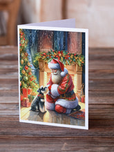 Load image into Gallery viewer, Schnauzer and Santa Claus Greeting Cards - Blank Note Cards – 8-Pack of Artist-Designed Cards with Envelopes
