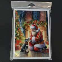 Load image into Gallery viewer, Schnauzer and Santa Claus Greeting Cards - Blank Note Cards – 8-Pack of Artist-Designed Cards with Envelopes