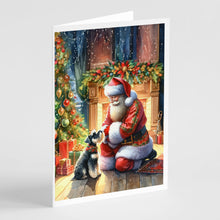 Load image into Gallery viewer, Schnauzer and Santa Claus Greeting Cards - Blank Note Cards – 8-Pack of Artist-Designed Cards with Envelopes
