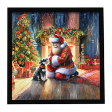 Load image into Gallery viewer, Schnauzer and Santa Claus Framed Metal Print
