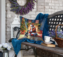 Load image into Gallery viewer, Schnauzer and Santa Claus Throw Pillow