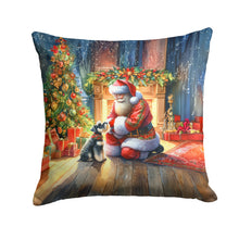 Load image into Gallery viewer, Schnauzer and Santa Claus Throw Pillow